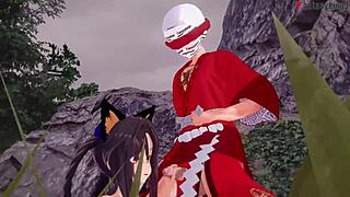 Blindfolded Akeno's wild ride in HSDXD's NTR madness
