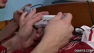 Twink guys, suck each other off in 69 with anal fun