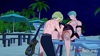 Zoro and Sanji gay handjob on beach