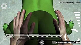 Animated 3D alien gets rough pussy and tit fucking in POV