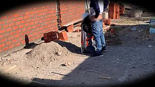 Engineer Nataly in doggystyle action on construction site security cam 😈