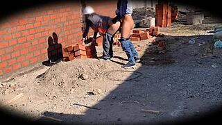 Engineer Nataly in doggystyle action on construction site security cam 😈