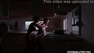 Hot and steamy 3D animation of horny futanari in action with a MILF in the kitchen