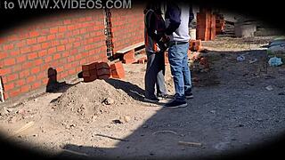 Engineer Nataly in doggystyle action on construction site security cam 😈