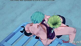 3D animated gay porn with Zoro and Sanji in beach
