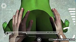 3D Alien Fucks Her Tits and Pussy in POV