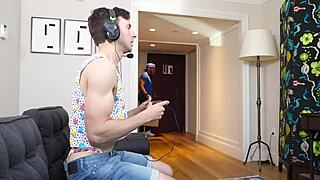 gamer twink performs face fucking and assfucking on delivery driver with big cock