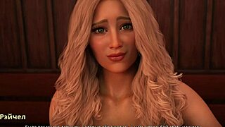 3D FFM threesome with big tits and big cock in bathroom