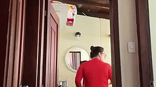 my neighbor's in the bathroom, probably masturbating that cute milf body