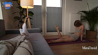 Yoga with Mira David turns into perfect pussy stretching and big cock action