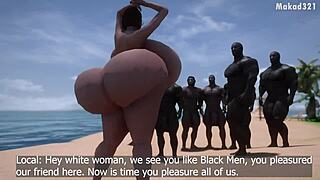 3D animated Mrs. Cockers' big boob and her affair with a black man in Africa