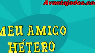 Muscular hunk gets it hard in a gay cartoon orgy