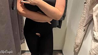 Blonde Girl Bends Over for Dirty Doggystyle Handjob in Clothing Store