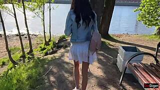 Cute girlfriend gets public orgasms with my toy help