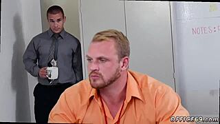 Bodybuilder Tries Bareback Gay Sex on First Work Day