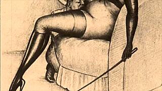 vintage erotic drawings bring steamy anime fantasies to life in retro style!