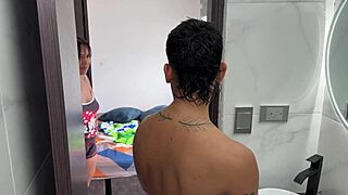 Skinny MILF stepmom craves gay love, big cock cums on ass