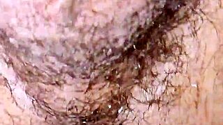 Close up and personal fucking with my hairy cock in and out until he cums