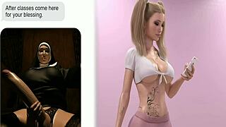 3D animated MILF with big natural tits and 14 inch cock