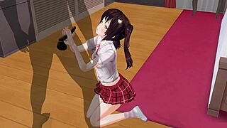 in this uncensored anime, the imouto torments her brother's anal while giving an edging handjob.