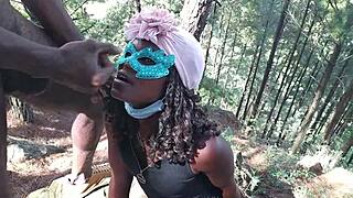 Big black cock makes horny wife eat cum
