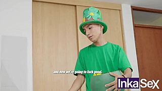 Colombian Ebony with Huge Tits Banged by Big Cock Elf. Secret Action After San Patricio Party!