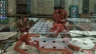 Three men having sex in a cartoon style in a hairy and bareback manner