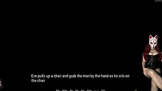 Eve gives a rough handjob to her old neighbor in fishnets and corset.