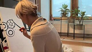 Cute hentai girl fingers tight wet pussy in studio art