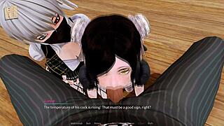 in harem hotel 44, the anime hentai scenes unfold with group encounters and steamy fun