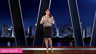 Check out naked Jeny Smith in a wild nude news casting