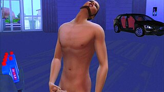 Fat boss fucks customer in car service with heels and shoes in hentai anime story