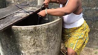 Bitch with massive tits helped and fucked hard outdoor