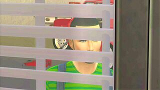 Fat boss fucks customer in car service with heels and shoes in hentai anime story