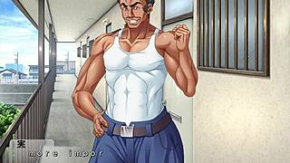 Group sex and cumshots in a visual novel-style hentai game