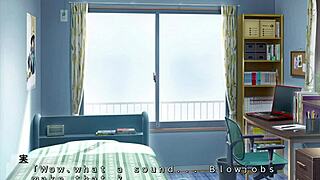 Group sex and cumshots in a visual novel-style hentai game