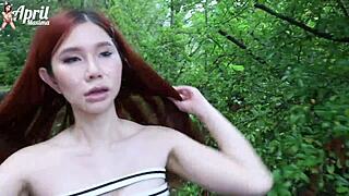 Asian slut April maxima gets double stuffed by BBFs