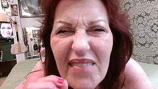 Redhead giantess shrinks and stretches her beaver captive