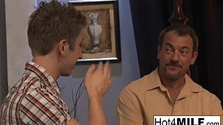 Busty blonde milf catches two hot loads on her face 😈