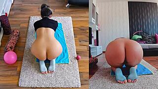 Intense Dual Cam Naked Yoga Session Revealing Ass Worship And Spreading.