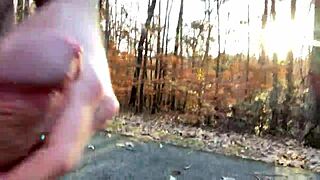 Naked woman flaunts her body and gets a muff dive in public