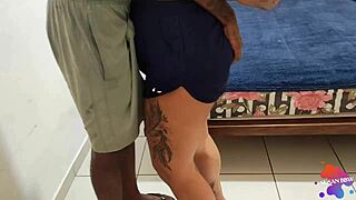 I took a tattooed young guy with a big cock to my bed