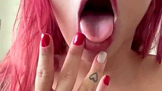 Redhead prostitute's naughty solo show with anal toys