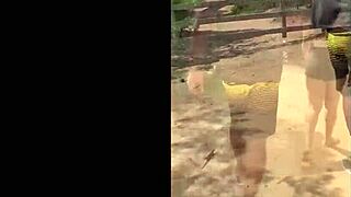 Chubby amateurs try out big black cocks on the farm