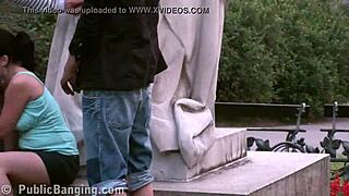 Public high school students have a group sex in front of a popular landmark
