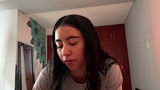 Watch this little latina get fucked doggy style and ride reverse cowgirl