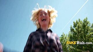 Comic relief during a steamy threesome with a redhead