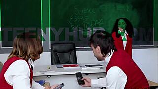 classroom chaos as teacher’s pet sparks a steamy threesome session