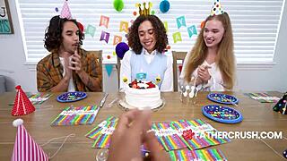 Virgin teen's tight pussy aches for stepdad's thick knob.