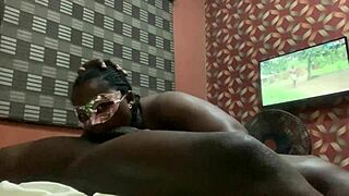 Fat Tanned Girlfriend Gives Intense Blowjob And Rides Big Ass